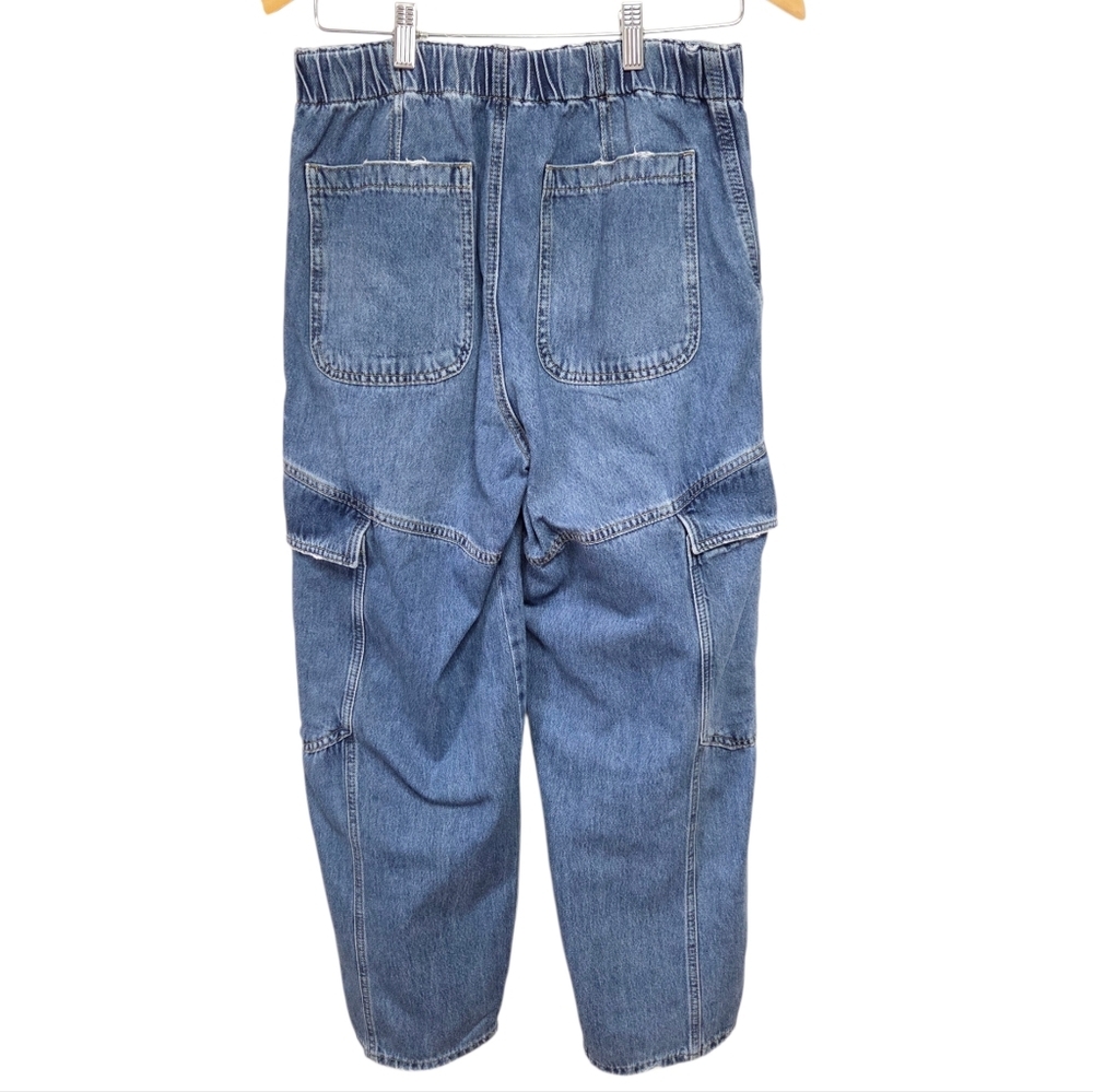 Free People All Star Pull On Jeans Utility Cargo Low Slung Baggy Denim Small - Picture 5 of 12